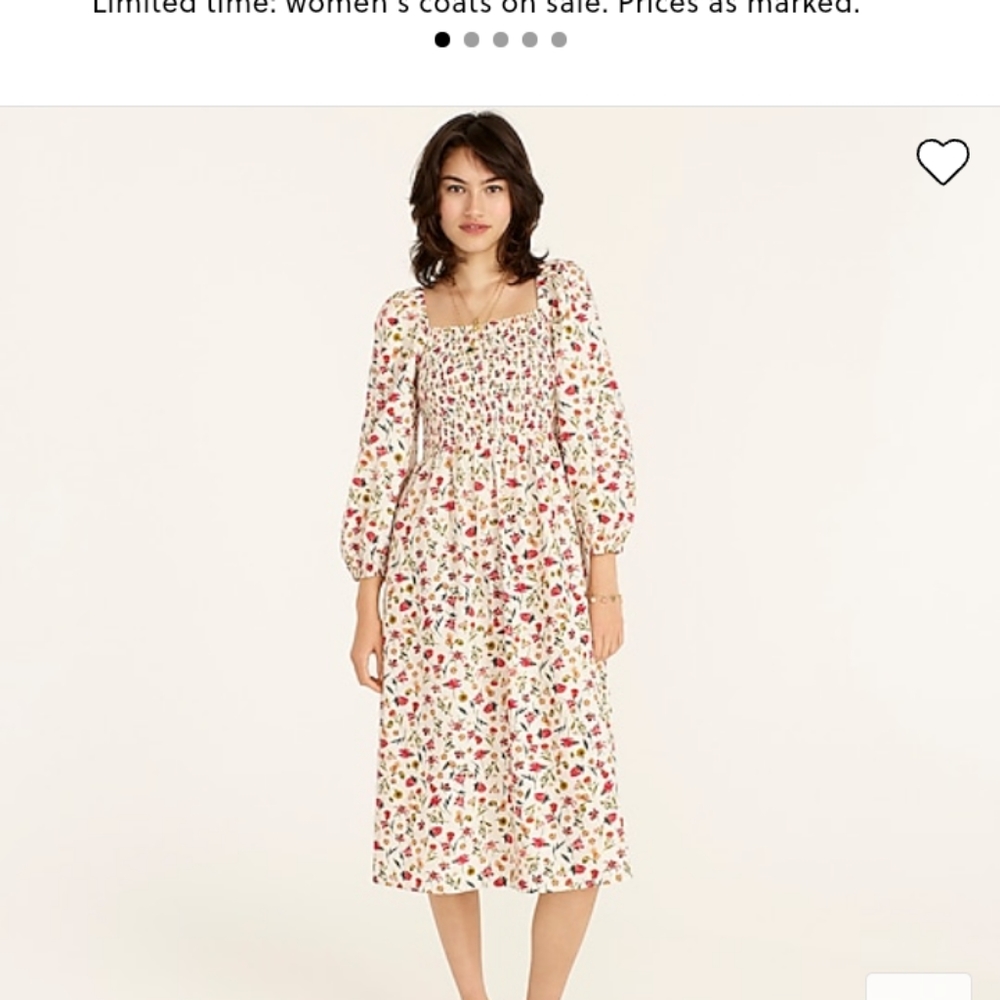 Smocked Puff Sleeve Dress in Vintage Floral